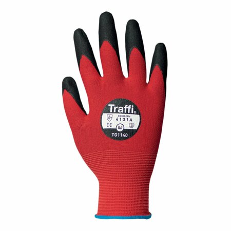 TRAFFI TG1140 A1 Microdex Nitrile Glove, Size 8 TG1140-RD-8